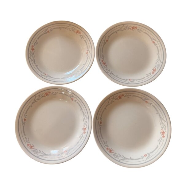 Corelle By Corning 4 Bread & Butter Plates 6.5" Floral Tulip Rose Pattern lot B - Picture 2 of 5